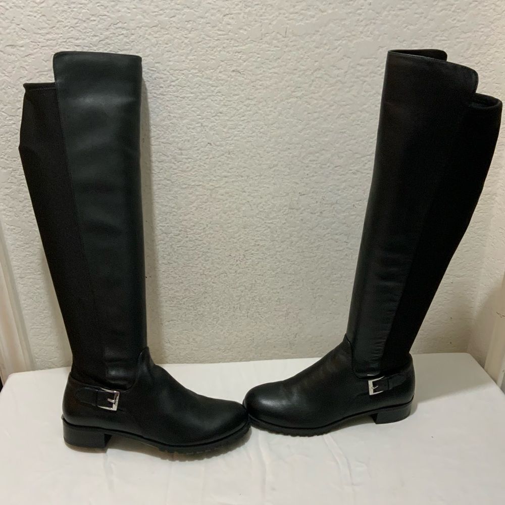 Michael Kors Womens Black Leather Side Zipper Knee High Riding Boots 6.5 - Picture 2 of 15